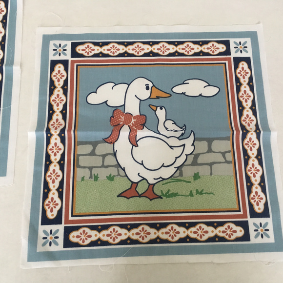 vintage 3 large goose duck fabric quilt squares - Picture 3 of 6